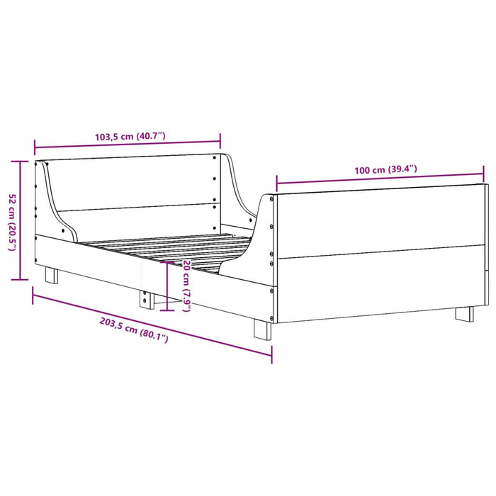 Letto senza Materasso Marrone Cera 100x200 cm in Legno di Pino 850775