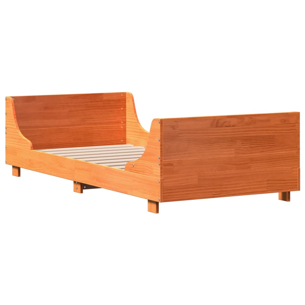 Letto senza Materasso Marrone Cera 90x200 cm Legno di Pino 850778