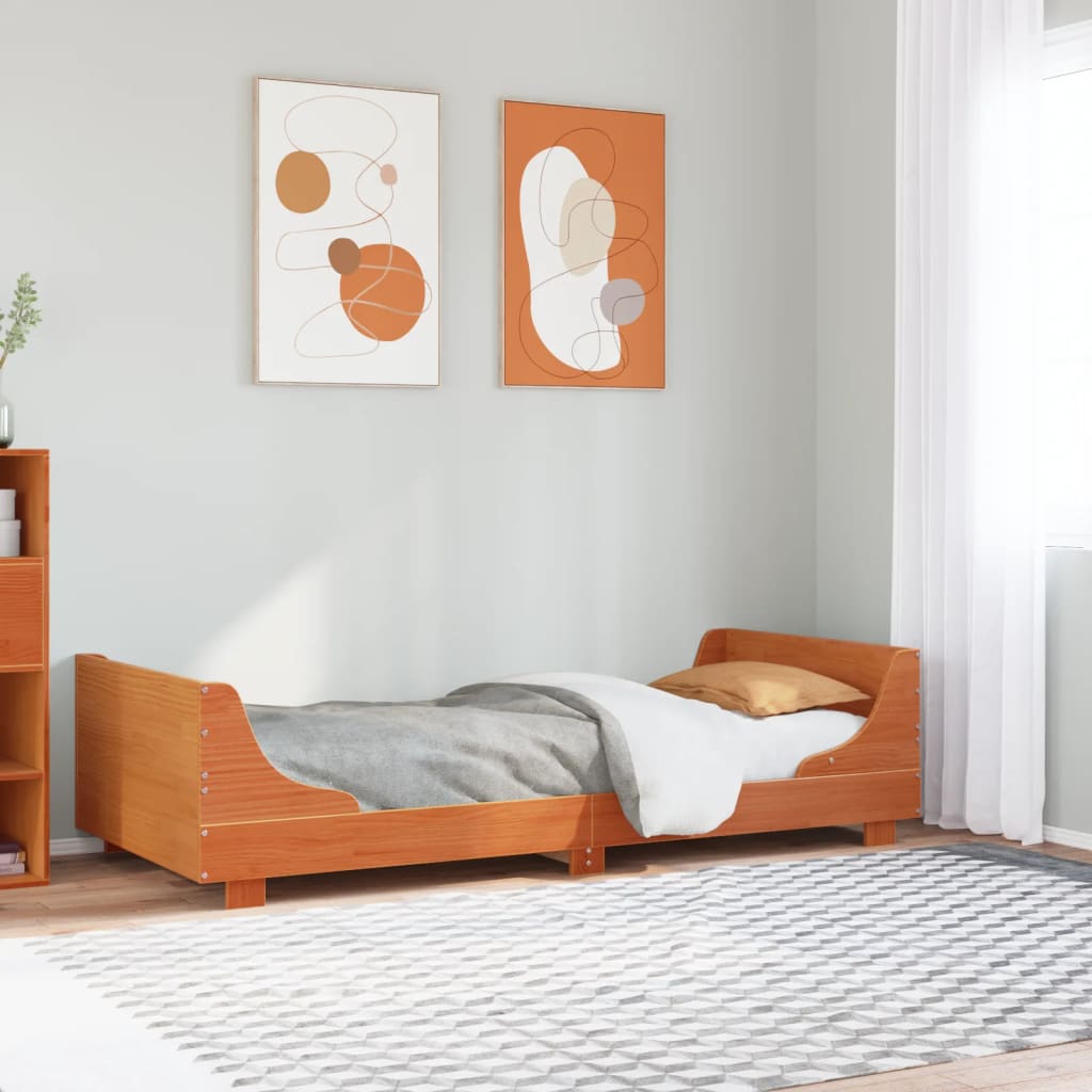 Letto senza Materasso Marrone Cera 90x200 cm Legno di Pino 850778