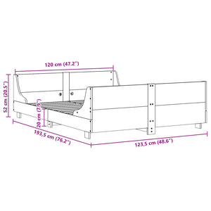 Letto senza Materasso Marrone Cera 120x190 cm in Legno di Pino 850787