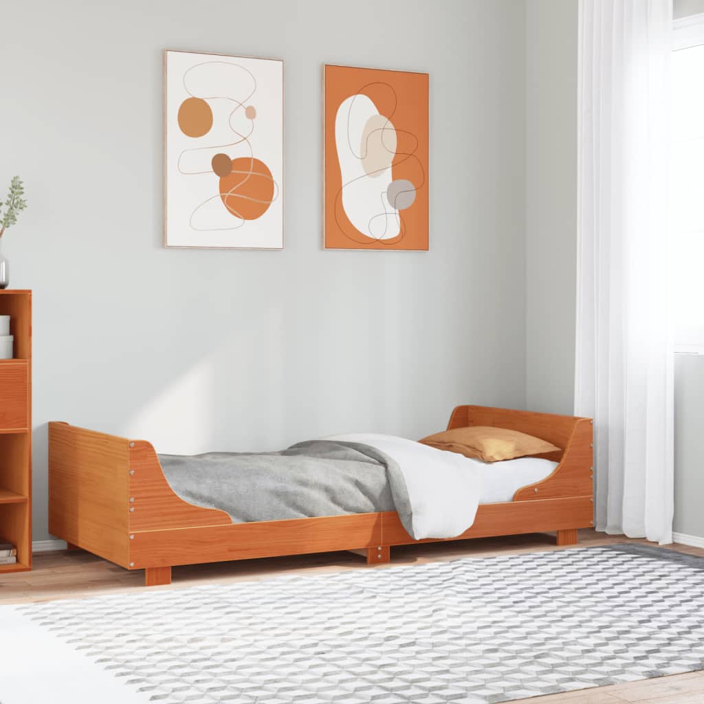 Letto senza Materasso Marrone Cera 90x190 cm in Legno di Pino 850790