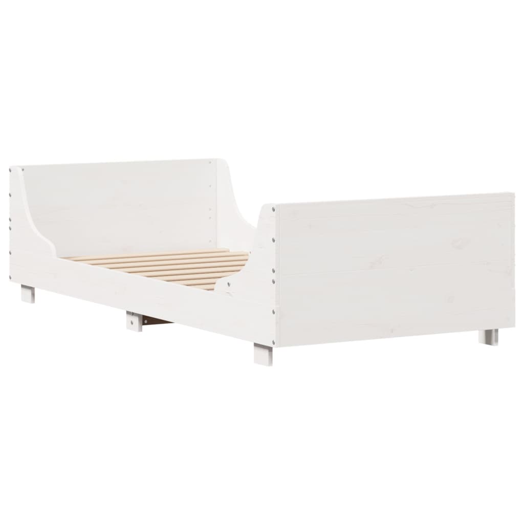 Letto senza Materasso Bianco 75x190 in Legno Massello di Pino 850792