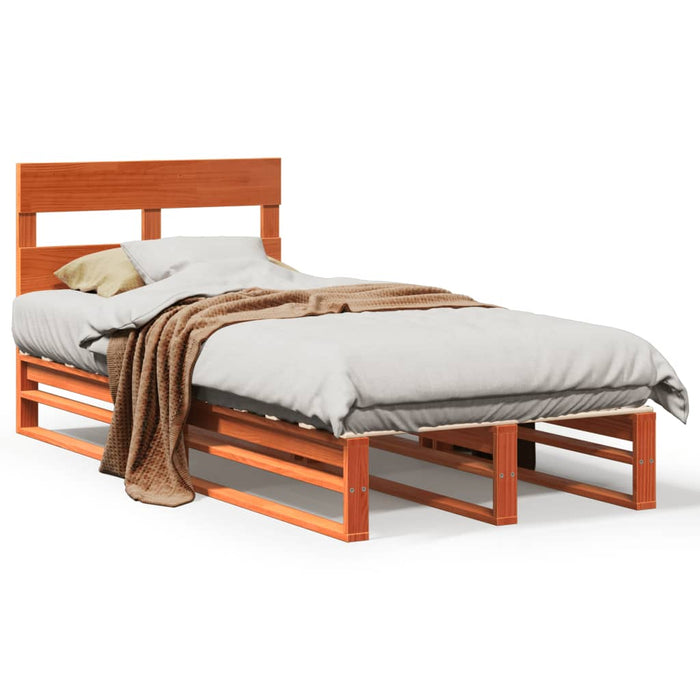 Letto senza Materasso Marrone Cera 90x200 cm Legno di Pino 850796