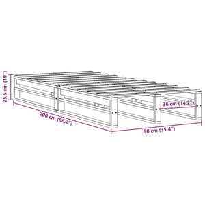 Letto senza Materasso Marrone Cera 90x200 cm Legno di Pino 850835