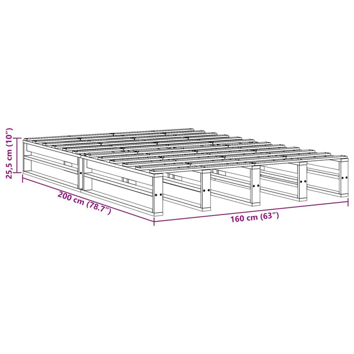 Letto senza Materasso Bianco 160x200 cm Legno Massello di Pino 850849