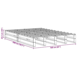 Letto senza Materasso Marrone Cera 160x200 cm in Legno di Pino 850850