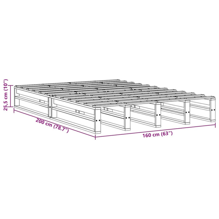 Letto senza Materasso Marrone Cera 160x200 cm in Legno di Pino 850850