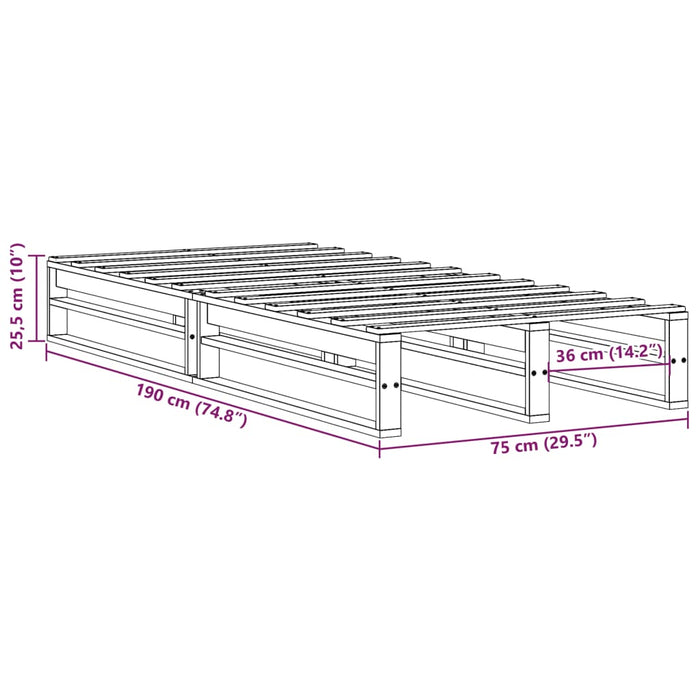 Letto senza Materasso 75x190 cm in Legno Massello Pino 850857