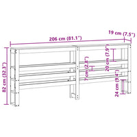 Testiera con Ripiani Marrone Cera 200 cm Legno Massello di Pino 850874