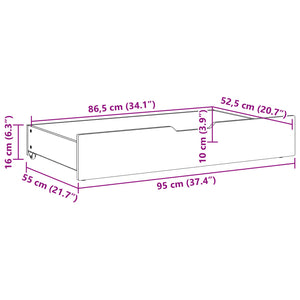 Cassettoni da Letto con Ruote 2 pz 95x55x16 cm in Legno di Pino 850920