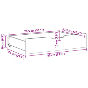 Cassettoni da Letto con Ruote 2 pz 85x55x16 cm in Legno di Pino 850926