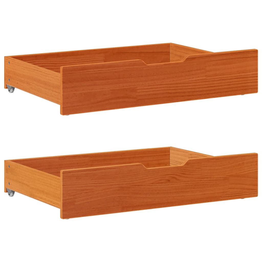 Cassettoni per Letto 2pz Marrone Cera 80x55x16 cm Legno di Pino 850931