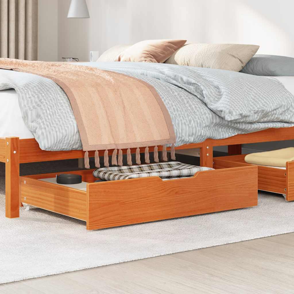 Cassettoni per Letto 2pz Marrone Cera 80x55x16 cm Legno di Pino 850931