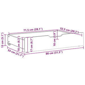 Cassettoni per Letto 2pz Marrone Cera 80x55x16 cm Legno di Pino 850931