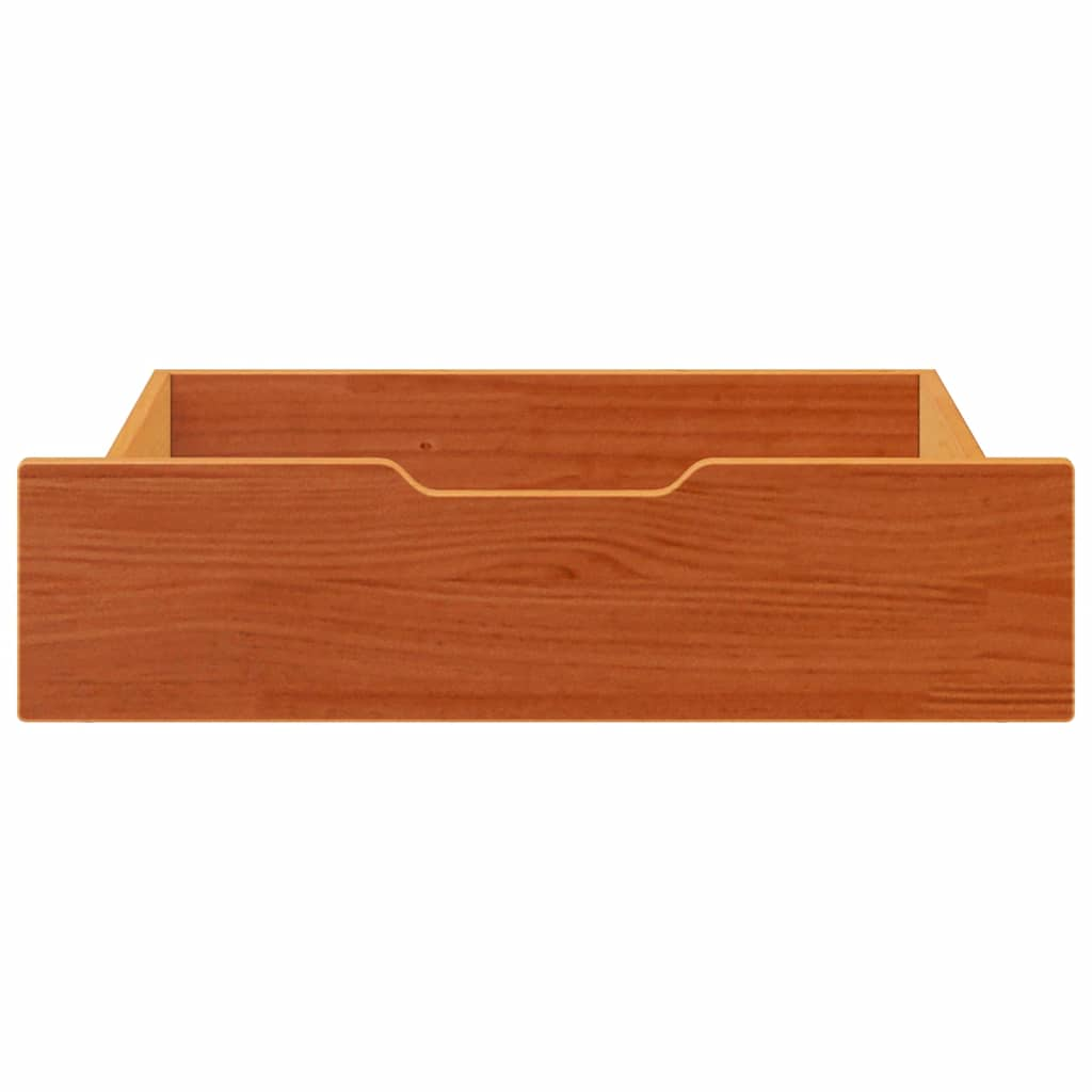 Cassettoni per Letto 2pz Marrone Cera 75x55x16 cm Legno di Pino 850934