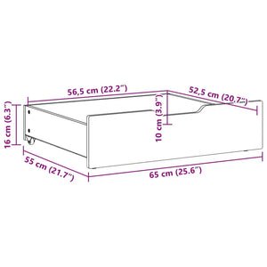 Cassettoni da Letto 2 pz Bianchi 65x55x16 cm in Legno di Pino 850936