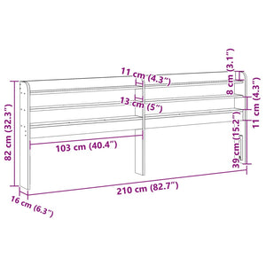 Testiera con Ripiani Marrone Cera 200 cm Legno Massello di Pino 850940