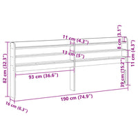 Testiera con Ripiani Marrone Cera 180 cm Legno Massello di Pino 850943