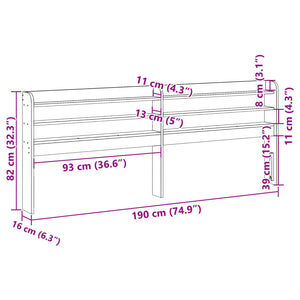 Testiera con Ripiani Marrone Cera 180 cm Legno Massello di Pino 850943