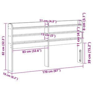 Testiera con Ripiani 160 cm in Legno Massello di Pino 850944