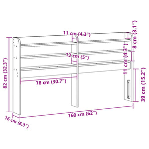 Testiera con Ripiani 150 cm in Legno Massello di Pino 850947