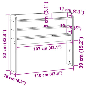 Testiera con Ripiani Marrone Cera 100 cm Legno Massello di Pino 850961