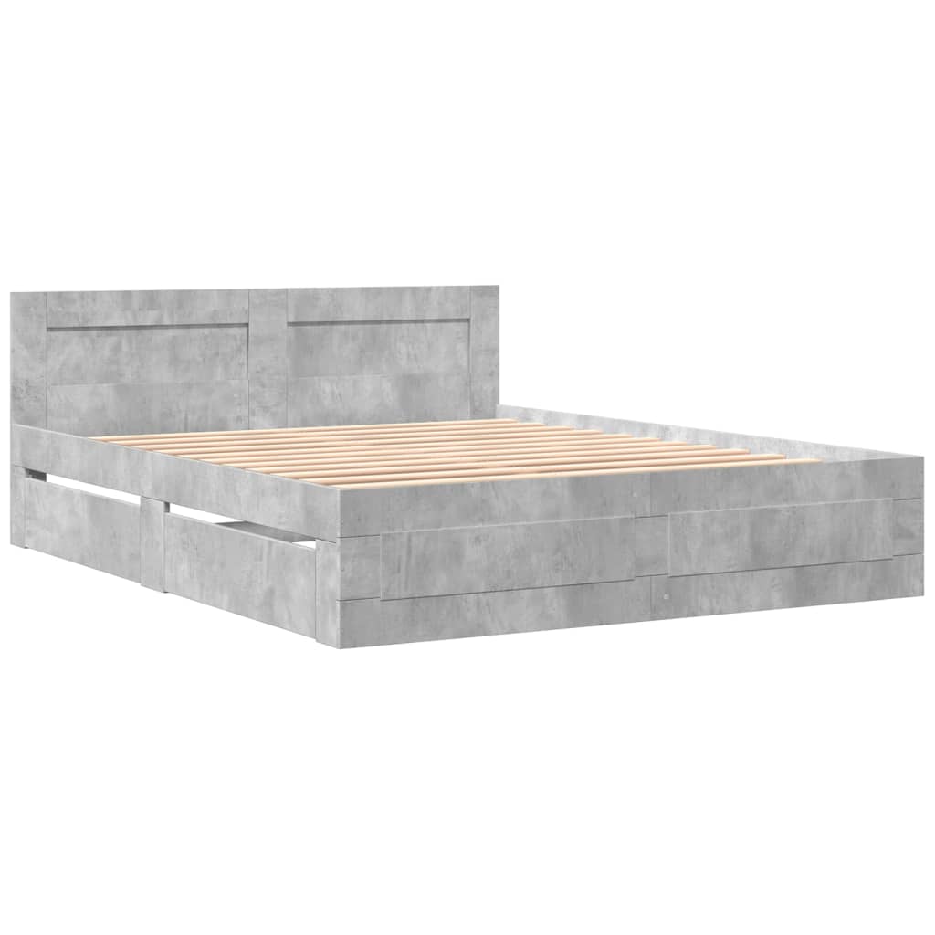 Giroletto Testiera Grigio Cemento 160x200 cm Legno Multistrato 3295551