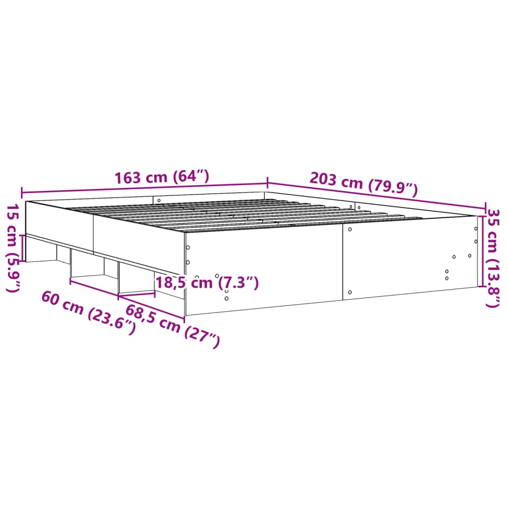 Giroletto Nero 160x200 cm in Legno Multistrato 3295640