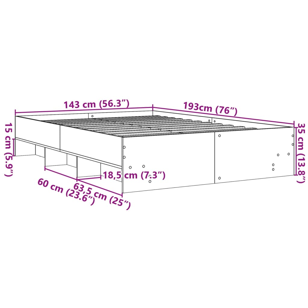 Giroletto Grigio Sonoma 140x190 cm in Legno Multistrato 3295686