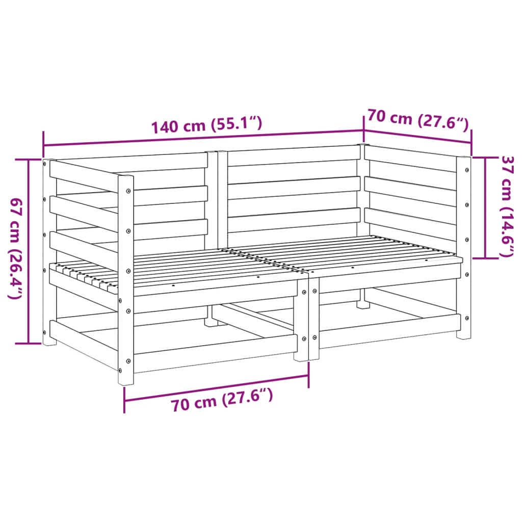 Set Divani da Giardino 2 pz in Legno Massello di Pino 3295810