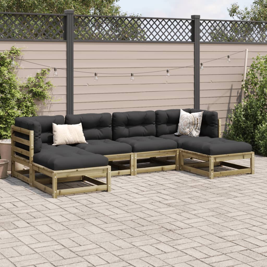 Set Divani da Giardino 6pz con Cuscini Legno Impregnato di Pino 3295821