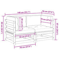 Set Divani Giardino 2 pz con Cuscini Marrone Cera Massello Pino 3295827