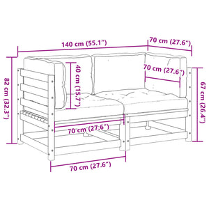 Set Divani Giardino 2 pz con Cuscini Marrone Cera Massello Pino 3295827