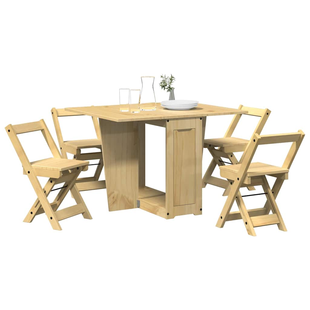 Set da Pranzo 5 pz Corona Pieghevole Marrone Cera in Pino 3295716