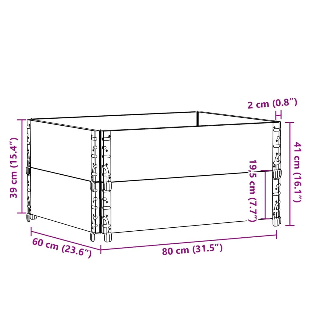 Paretali per Pallet 2 pz Neri 80x60cm in Legno Massello di Pino 4010269