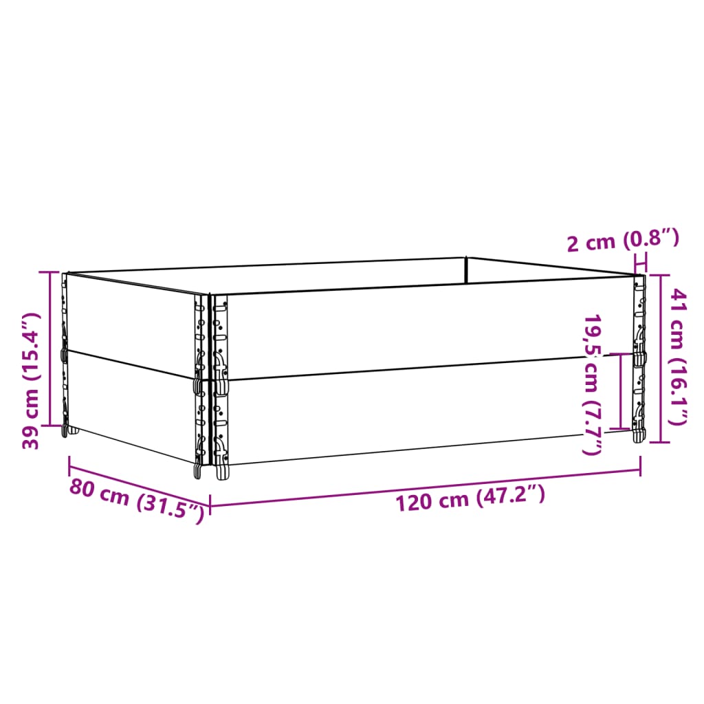 Paretali per Pallet 2pz Grigi 120x80cm Legno Massello di Pino 4010277