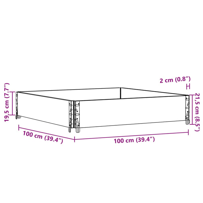 Paretale per Pallet Nero 100x100 cm in Legno Massello di Pino 4010286