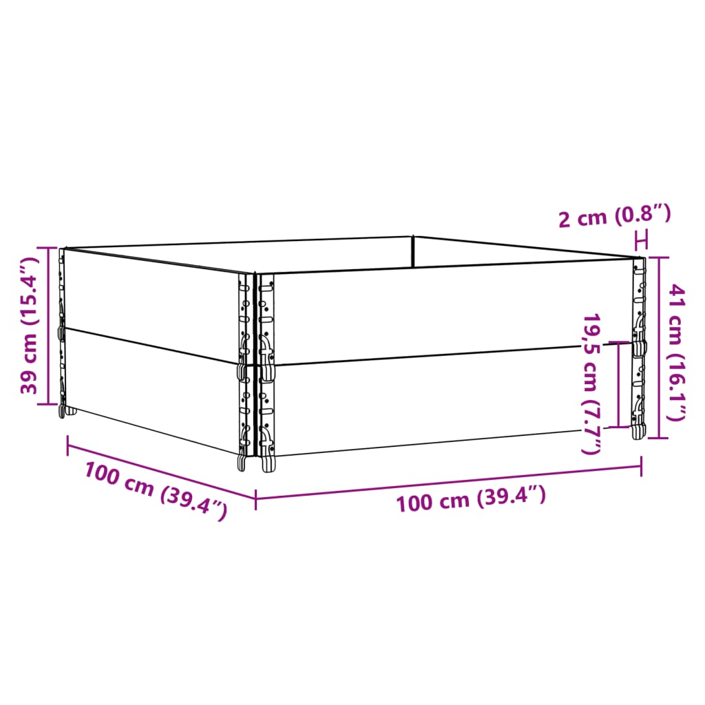 Paretali per Pallet 2 pz Neri 100x100cm Legno Massello di Pino 4010290