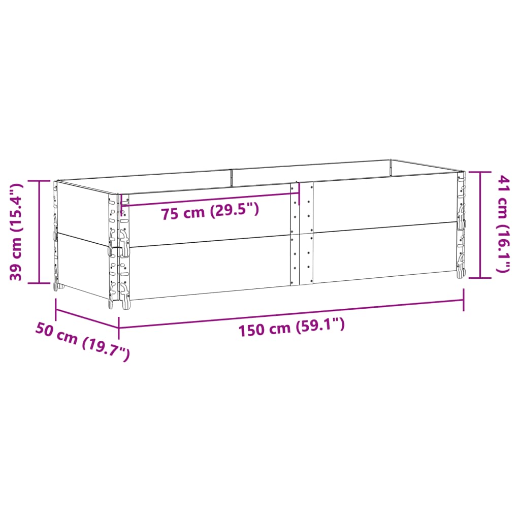 Paretali per Pallet 2pz Grigi 150x50cm Legno Massello di Pino 4010299