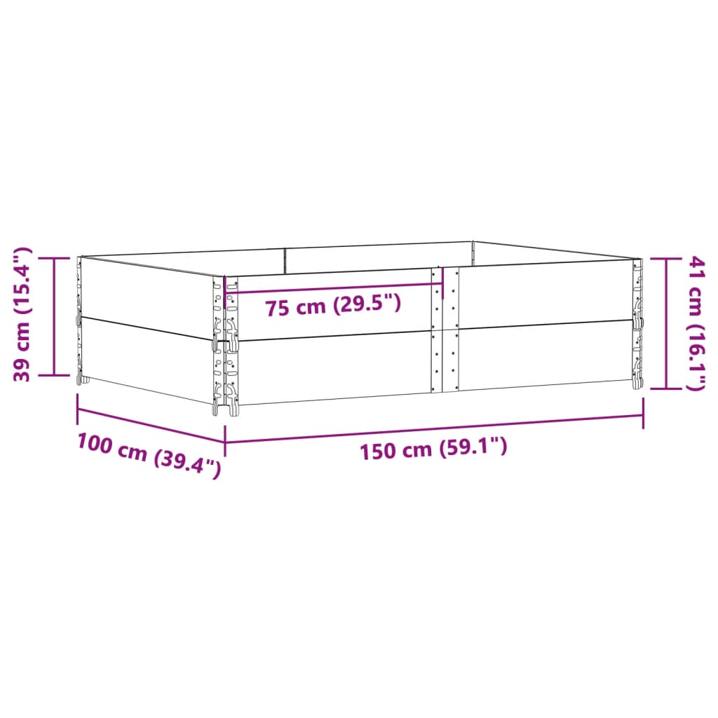 Paretali per Pallet 2 pz 150x100 cm in Legno Massello di Pino 4010305