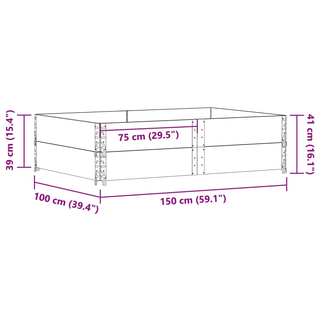 Paretali per Pallet 2pz Grigi 150x100cm Legno Massello di Pino 4010307