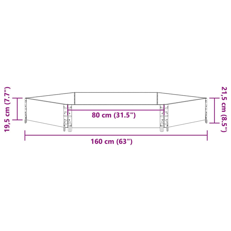 Fioriera Rialzata Esagonale Nera 160x160cm Legno di Pino 4010318