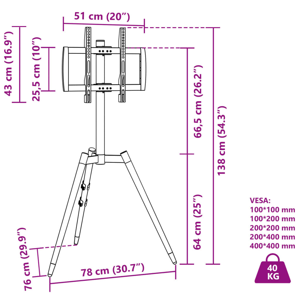 Piedistallo TV per Schermo 37" - 65" Max VESA 400x400 mm 40 kg 4012164