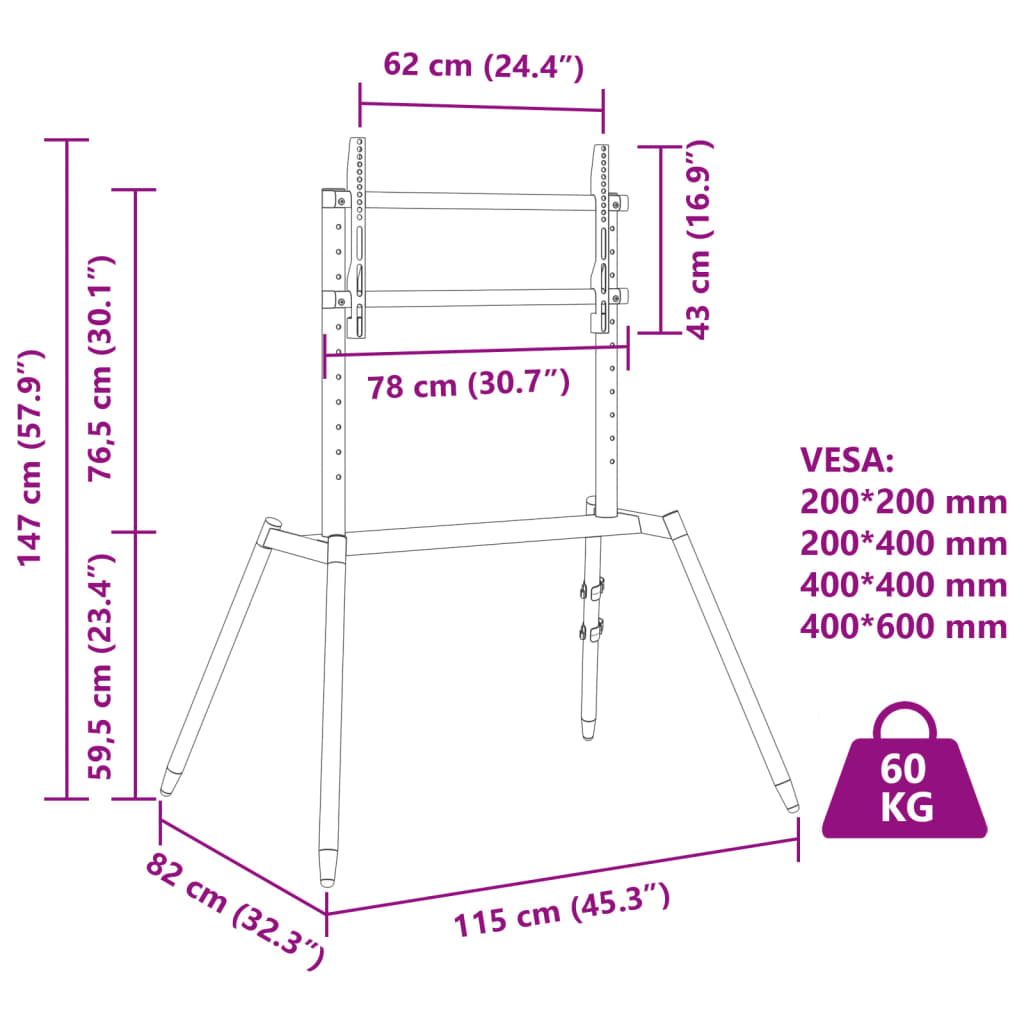 Piedistallo TV per Schermo 37" - 86" Max VESA 400x600 mm 60 kg 4012166