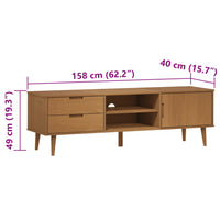 Mobile TV MOLDE Marrone 158x40x49 cm in Legno Massello di Pino 4013412