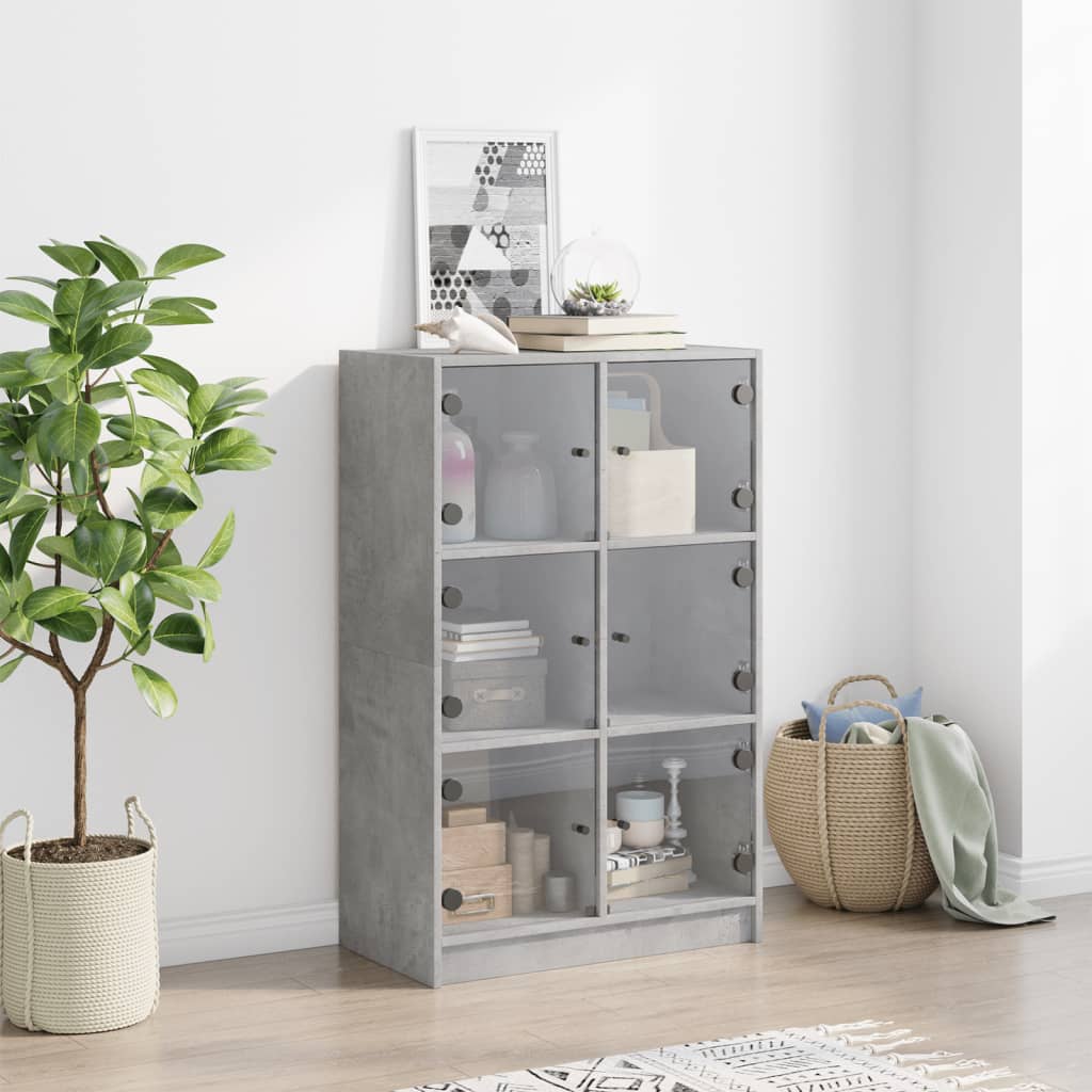 Credenza con Ante Grigio Cemento 68x37x109 cm Legno Multistrato 3295853