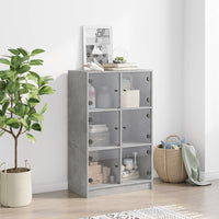 Credenza con Ante Grigio Cemento 68x37x109 cm Legno Multistrato 3295853