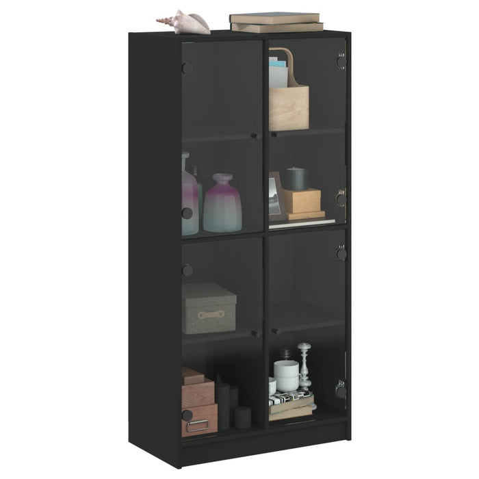 Credenza con Ante Nera 68x37x142 cm in Legno Multistrato 3295858