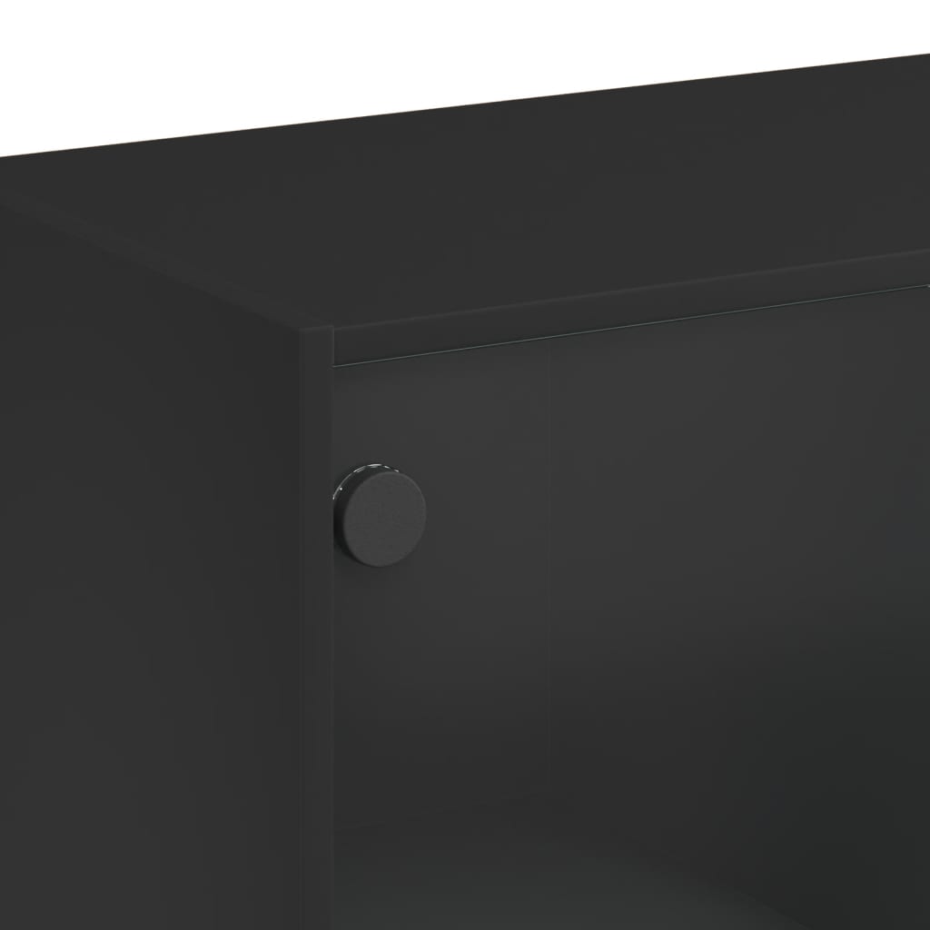 Credenza con Ante Nera 68x37x142 cm in Legno Multistrato 3295858