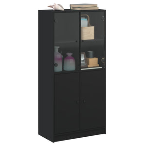 Credenza con Ante Nera 68x37x142 cm in Legno Multistrato 3295865